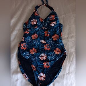 Lole Hawaiian Floral Print One Piece Swimsuit Sz14